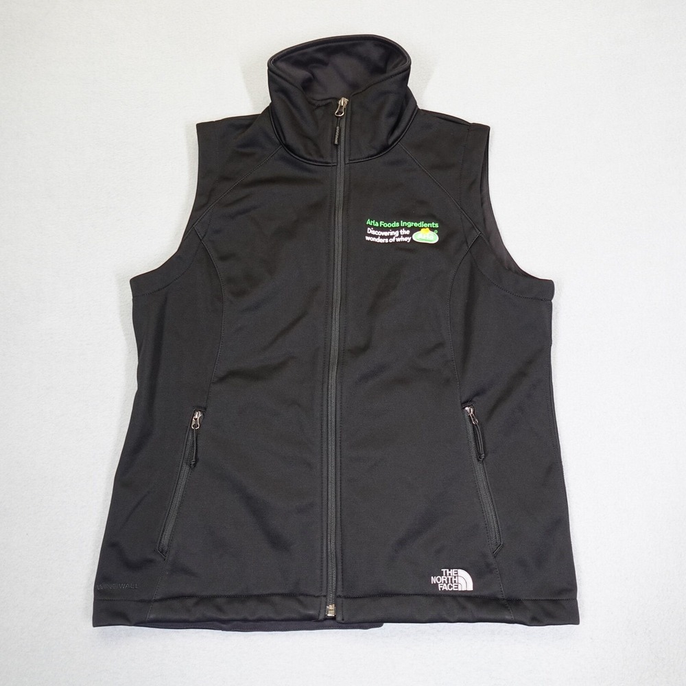 The North Face Vest Womens L Black Windwall Softshell Arla Foods Corporate Logo